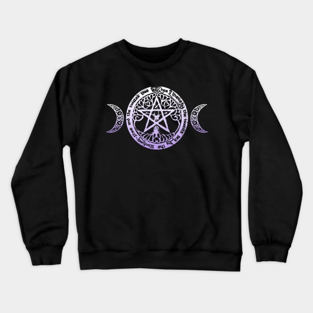 Wiccan & Pagan Sacred Gifts Nature Pentacle Tree of Life and Crescent Moons Crewneck Sweatshirt by BeesEz